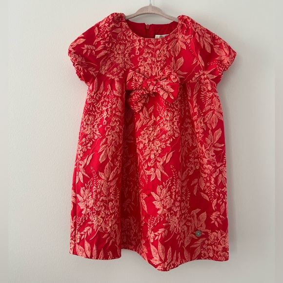 Pili Carrera Red Jaquard Dress for little girl - Picture 1 of 5